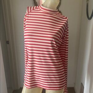 J. Crew Red and White Striped Swim Top